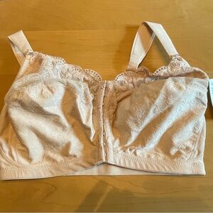 Glamorise Nude Full-Coverage Front Closure Bra with Lace Detail